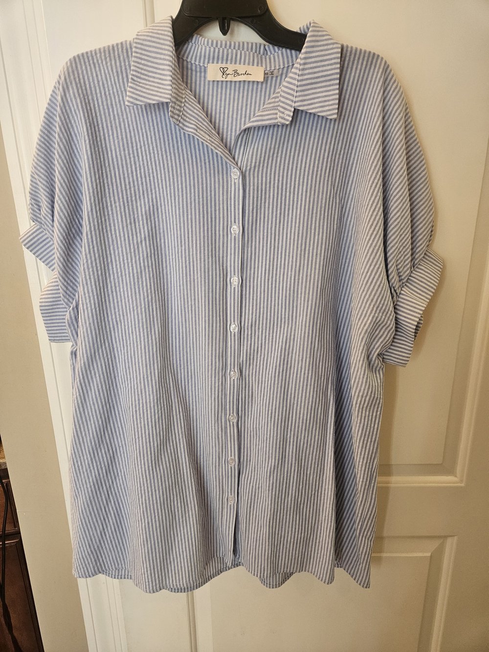 Striped Button Doqn Collar Dress